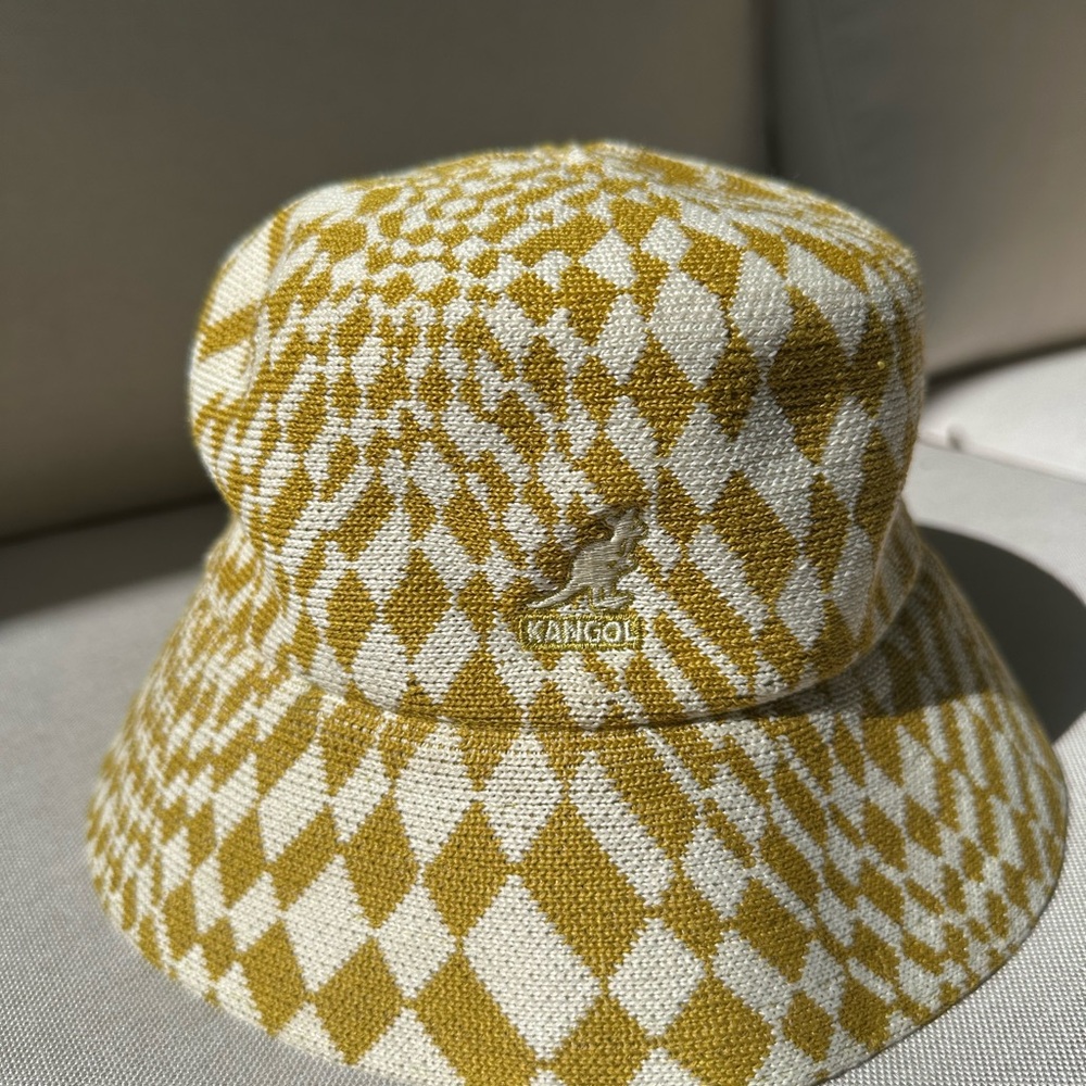 Kangol Warped Check Yellow Bucket Hat Size- medium